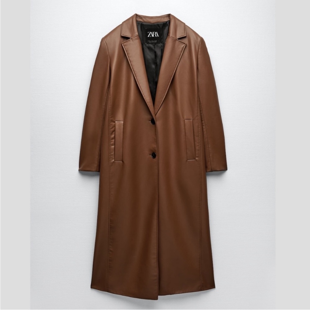 Zara Small Brown Leather Coat